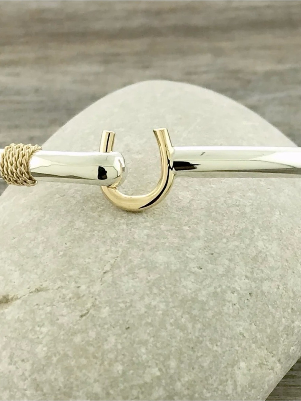 Two-Tone 14kt Gold & Sterling Silver Hook Bracelet - Women’s Elegant Bracelet